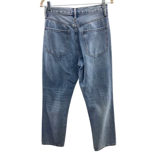 Twelve By Ontwelfth Medium Wash Blue Button Fly Distressed Boyfriend Denim Jean - Picture 3 of 7